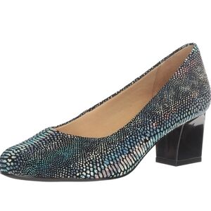 Trotters Women's Candela Snake Print Mid-Heel Pump 100% Leather Sz7M